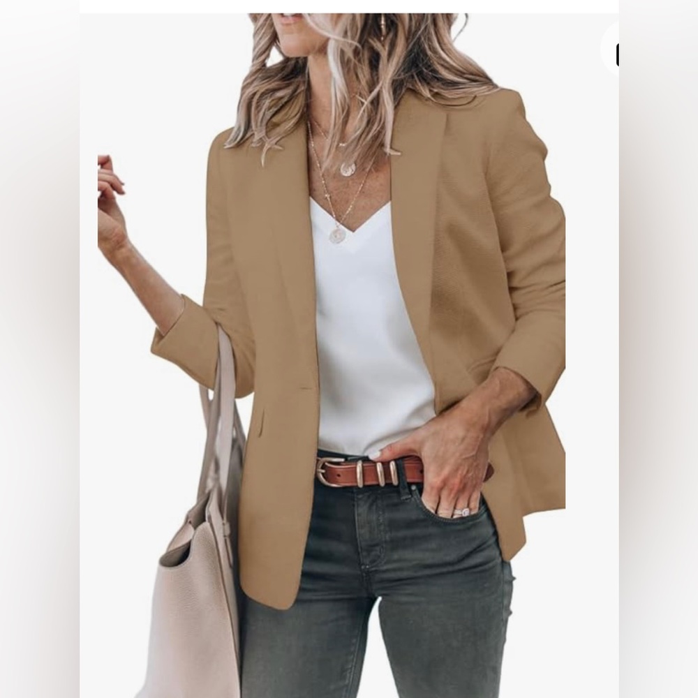 New City Bell Womens Blazers Open Front Long Sleeve